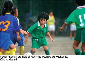 Soccer games are held all over the country on weekends.